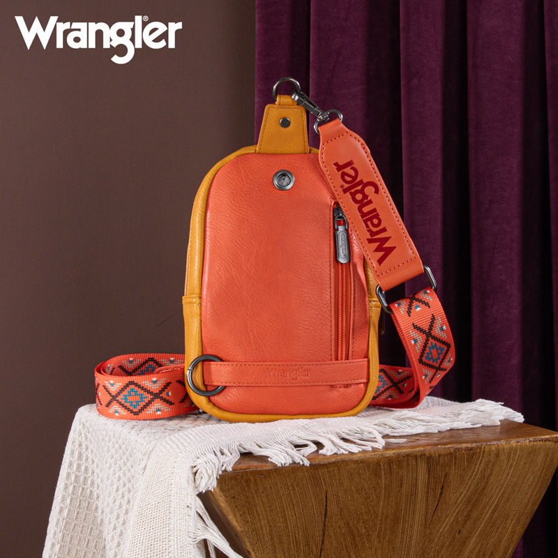 Wrangler Aztec Embroidered Whipstitch Sling Bag