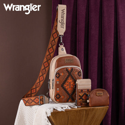 Wrangler Aztec Embroidered Whipstitch Sling Bag