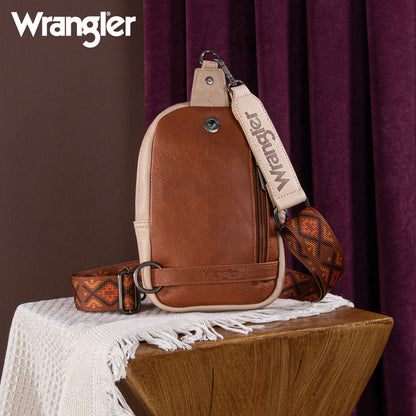 Wrangler Aztec Embroidered Whipstitch Sling Bag