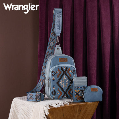 Wrangler Aztec Embroidered Whipstitch Sling Bag