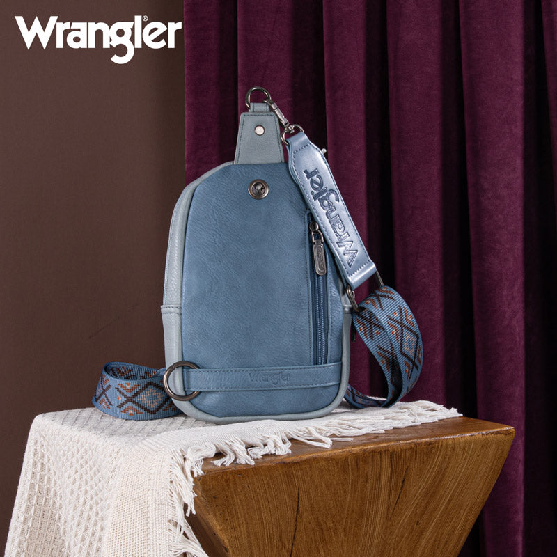 Wrangler Aztec Embroidered Whipstitch Sling Bag