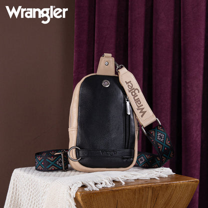 Wrangler Aztec Embroidered Whipstitch Sling Bag