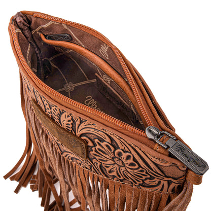 Wrangler Vintage Floral Tooled Collection Fringe Crossbody