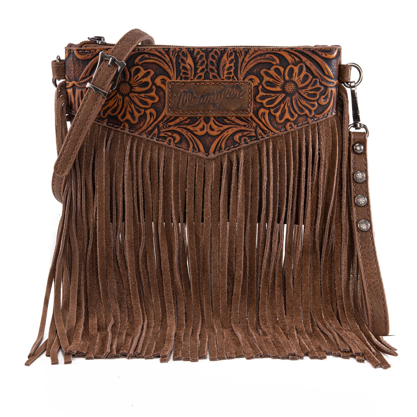 Wrangler Vintage Floral Tooled Collection Fringe Crossbody