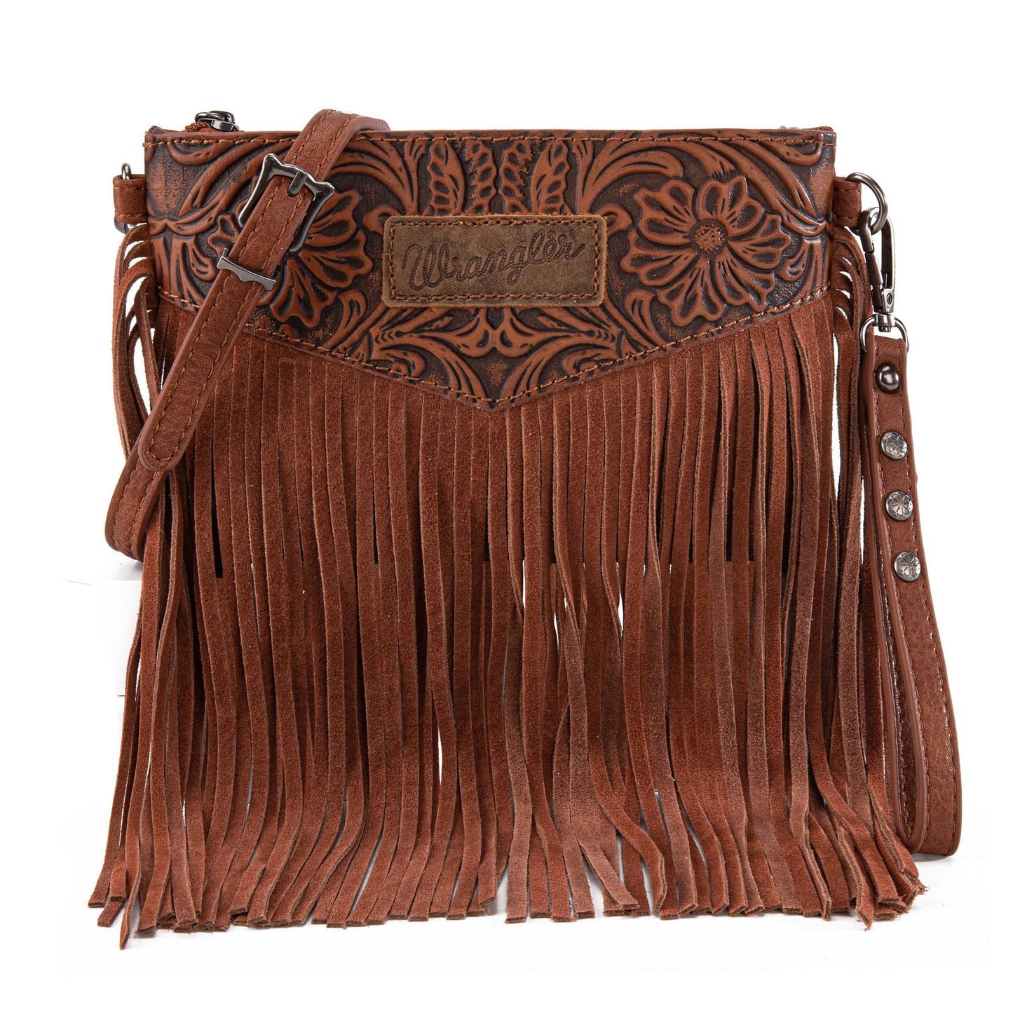 Wrangler Vintage Floral Tooled Collection Fringe Crossbody