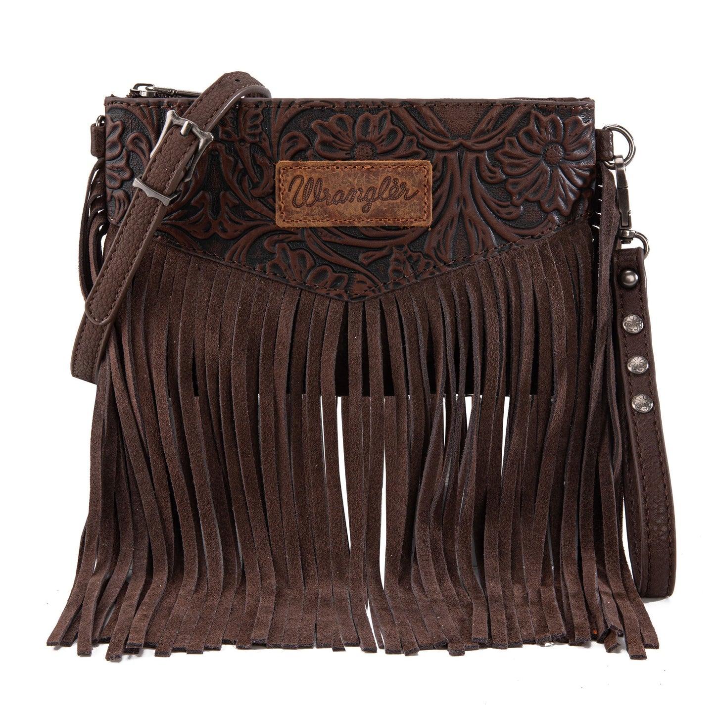 Wrangler Vintage Floral Tooled Collection Fringe Crossbody