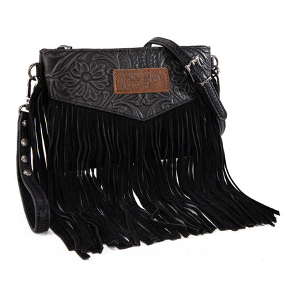 Wrangler Vintage Floral Tooled Collection Fringe Crossbody