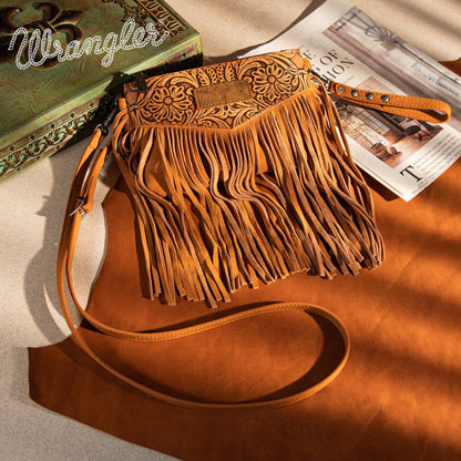 Wrangler Vintage Floral Tooled Collection Fringe Crossbody