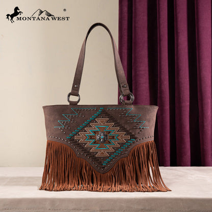 Montana West Aztec Fringe Concealed Carry Tote Bag