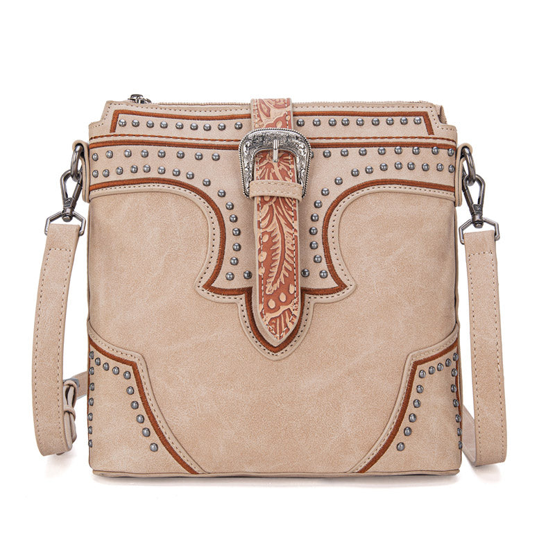 Montana West Buckle Studs Crossbody Bag