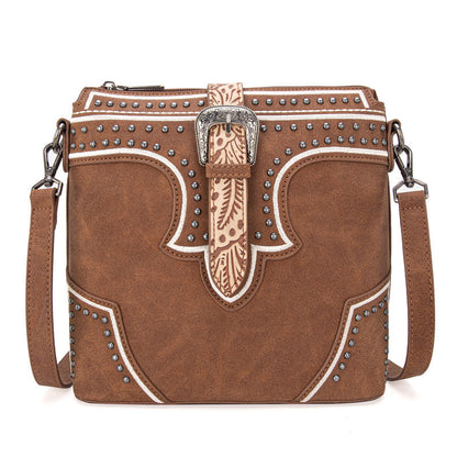 Montana West Buckle Studs Crossbody Bag