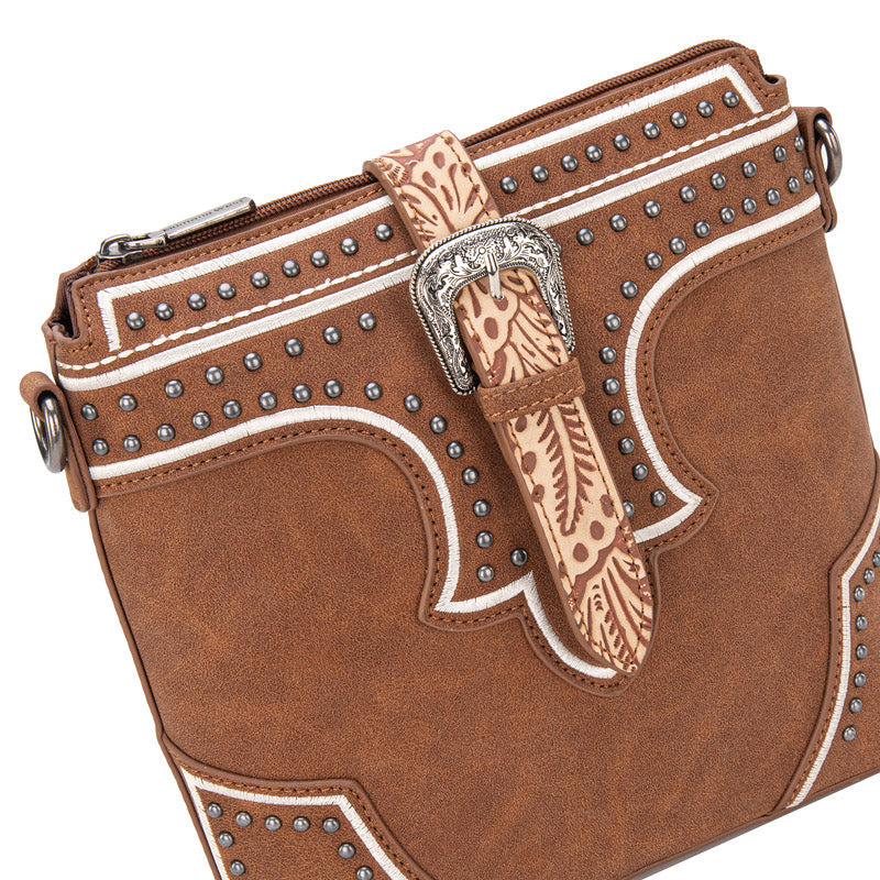 Montana West Buckle Studs Crossbody Bag