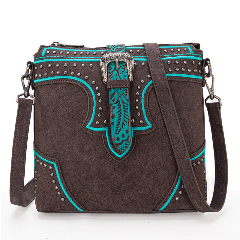 Montana West Buckle Studs Crossbody Bag