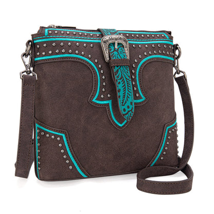 Montana West Buckle Studs Crossbody Bag