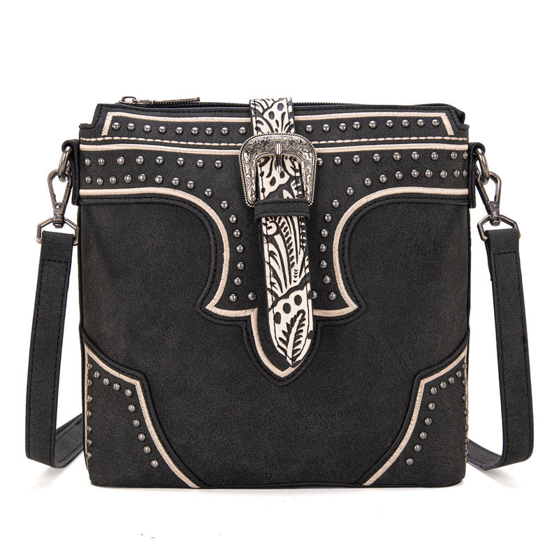 Montana West Buckle Studs Crossbody Bag