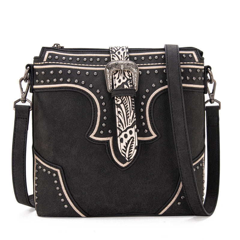 Montana West Buckle Studs Crossbody Bag