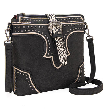 Montana West Buckle Studs Crossbody Bag