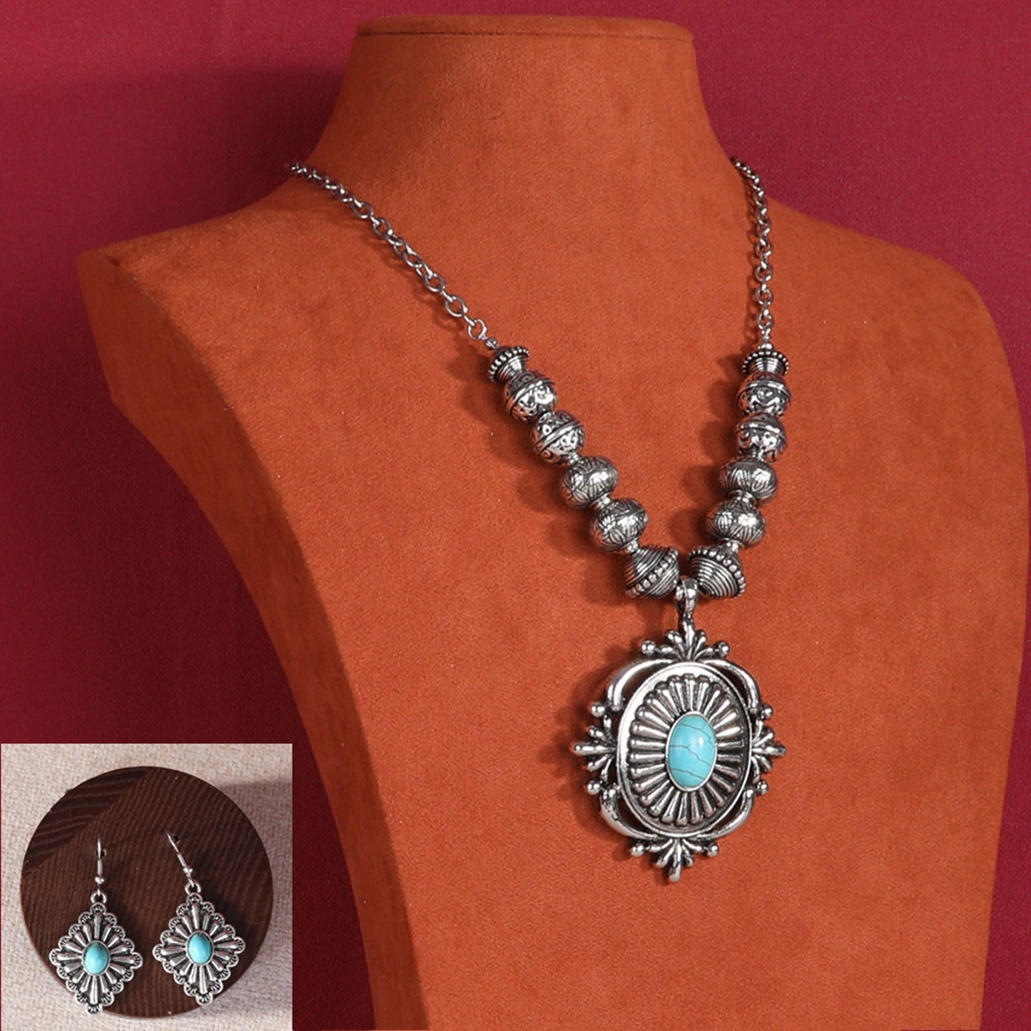 Rustic Couture  Jewelry Sets Bohemian Pendant Necklace Earrings