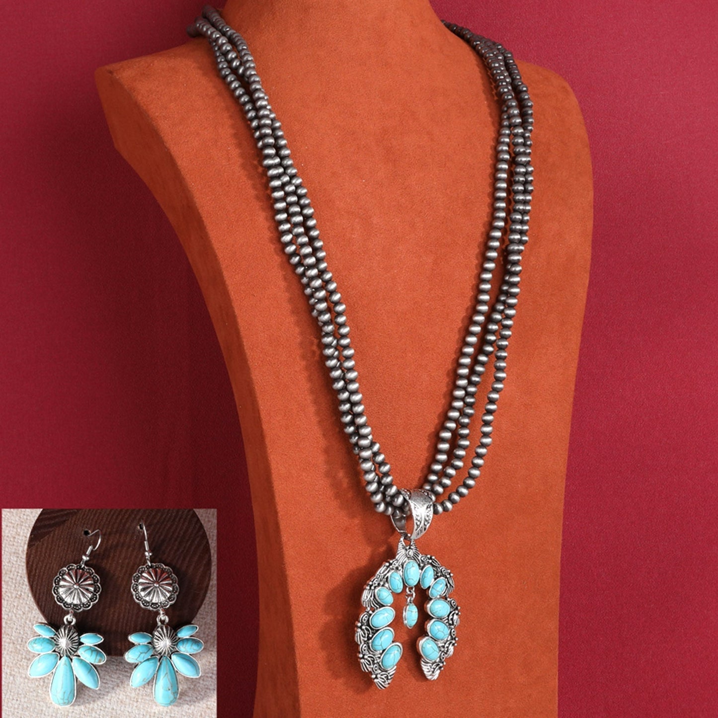 Rustic Couture  Bohemian Jewelry Sets Pendant Necklace Earrings