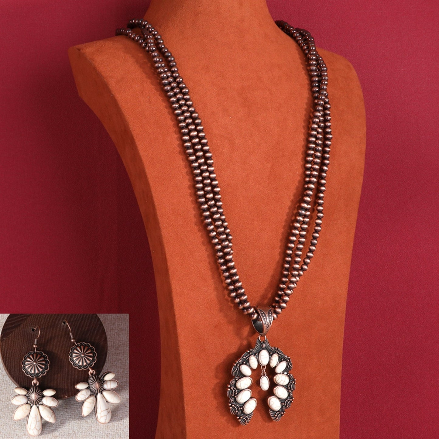 Rustic Couture  Bohemian Jewelry Sets Pendant Necklace Earrings