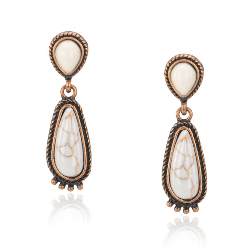 Rustic Couture's® Bohemian Natural Stone Tear Drop Earrings