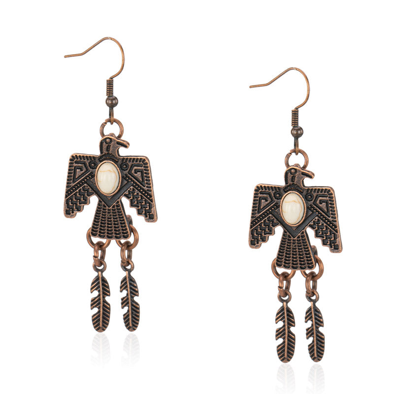 Rustic Couture's® Thunderbird with Natural Stone Dangling Earring