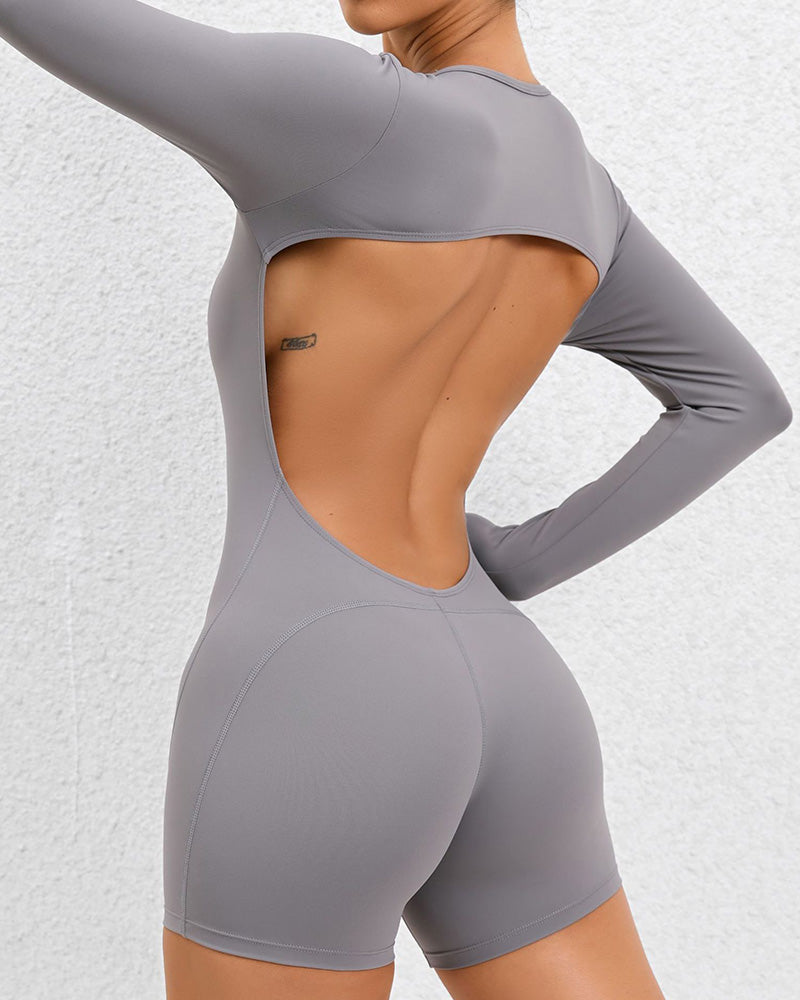 Women Sexy Backless Bodycon Yoga Bodysuit Jumpsuit