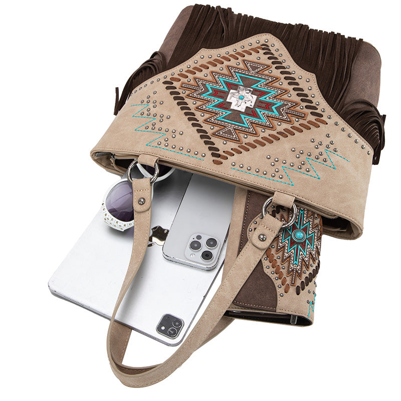 Montana West Aztec Fringe Concealed Carry Tote Bag