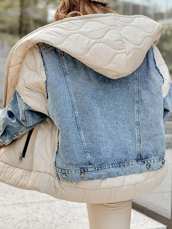 Women's Hooded Patchwork Coat