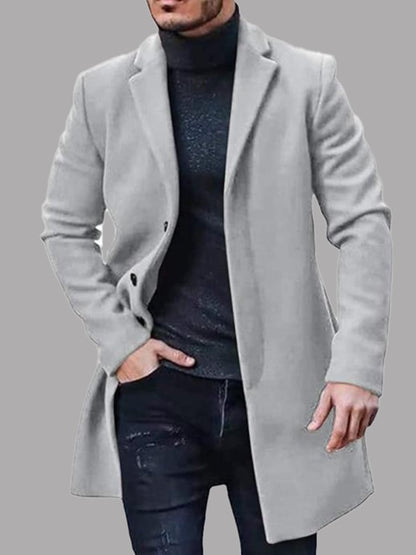 Men'S Commuter Button Lapel Wool Coat