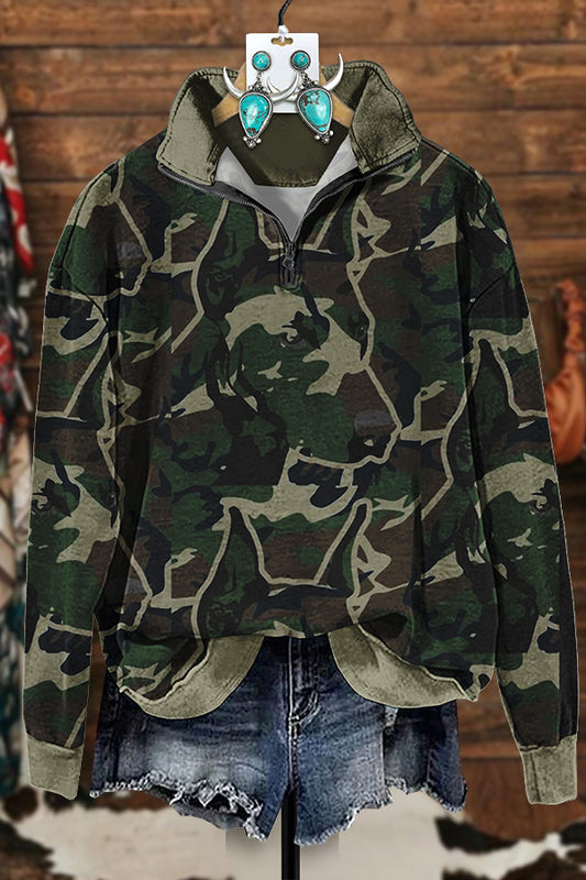 Dog Camouflage Jungle Zip Sweatshirt