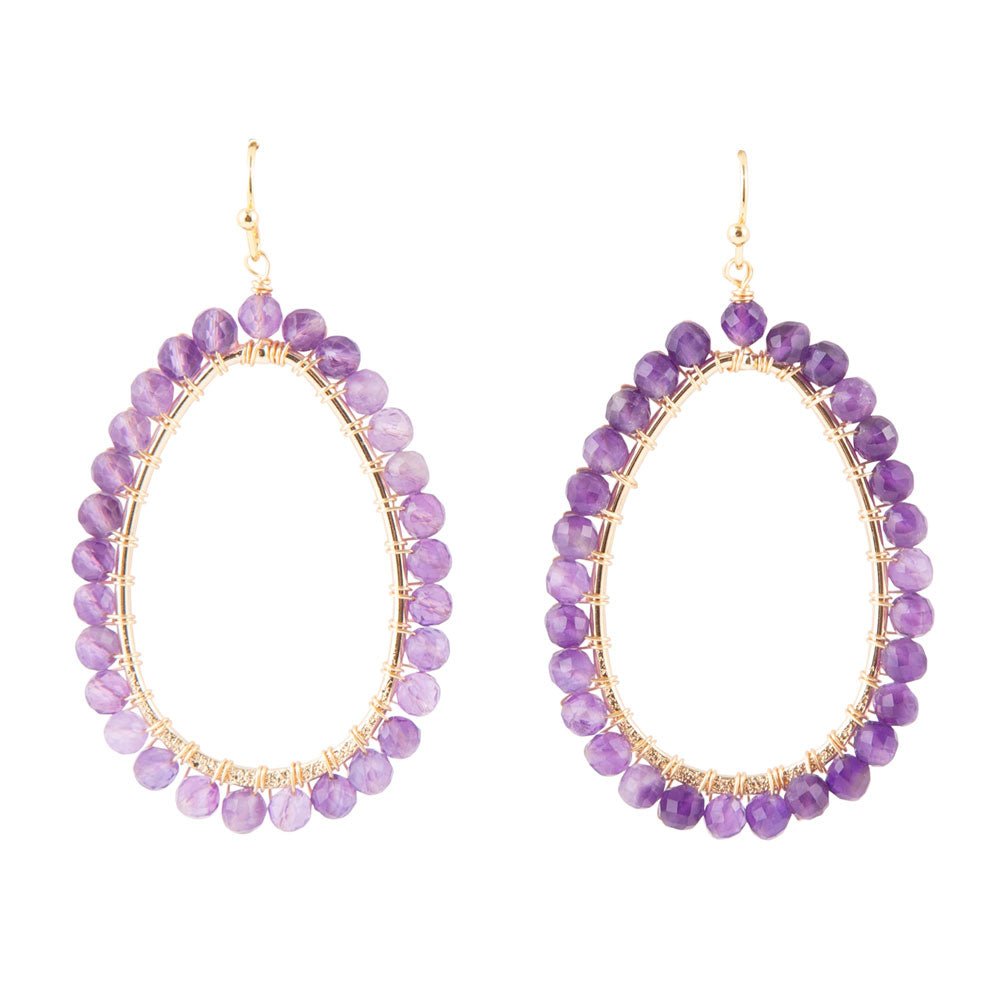 Barse Victoria Amethyst Loop Earrings