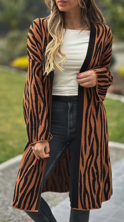 Women's Casual Zebra Print Autumn and Winter Jacket