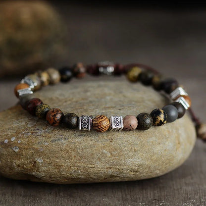 Unisex Natural Agate Beaded Ethnic Style Bracelet