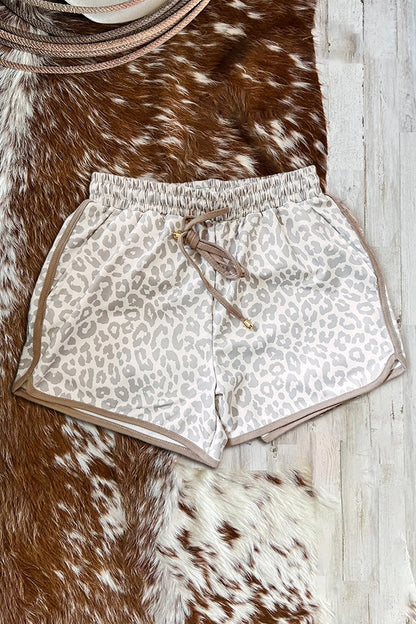 Leopard Print Drawstring Shorts