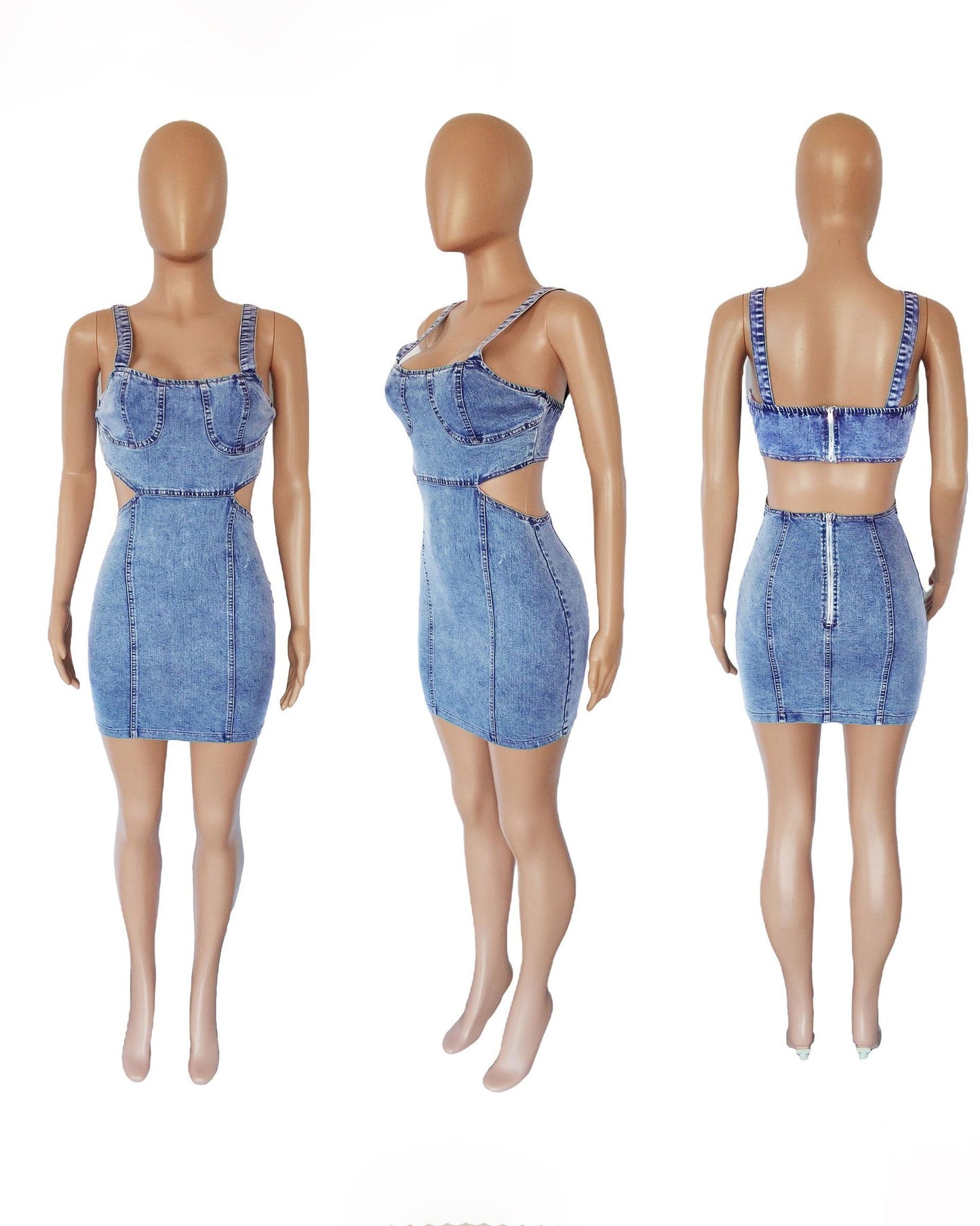 Halter Backless Denim Dress