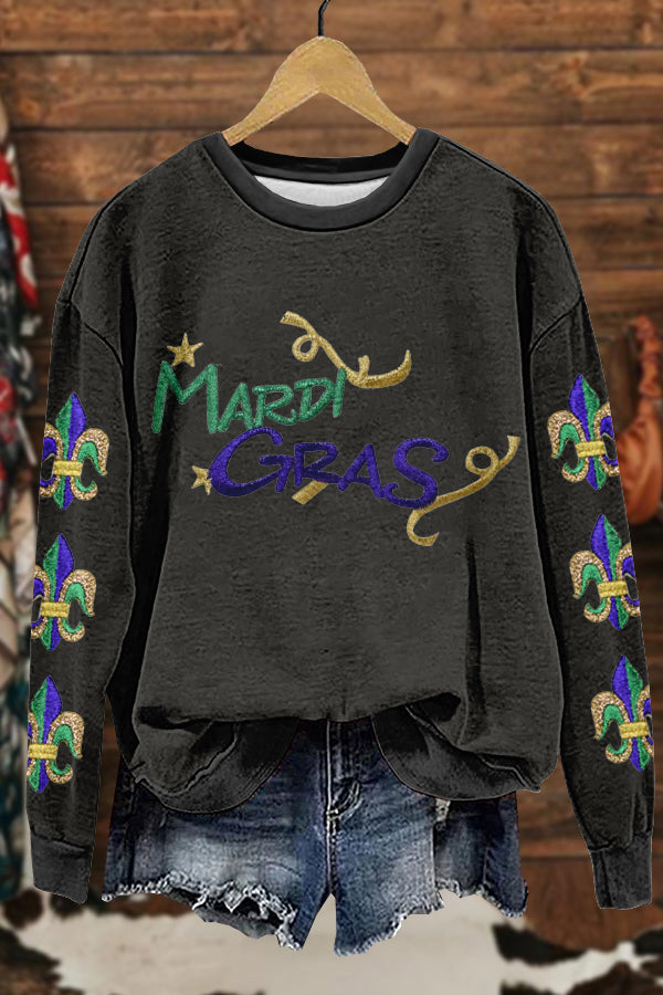 Unique Mardi Gras Print Sweatshirt