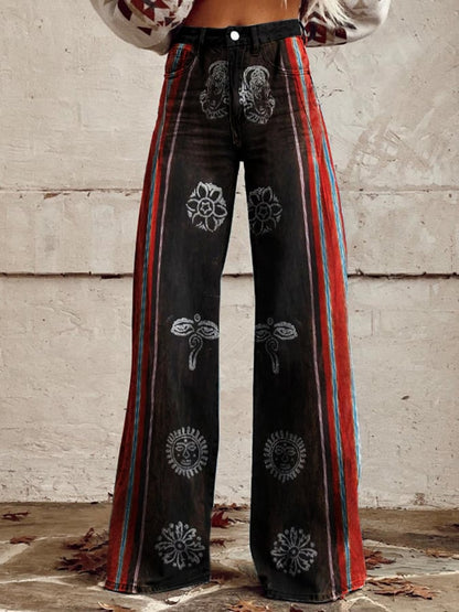 Women's Retro Hippie Wide Leg Pants