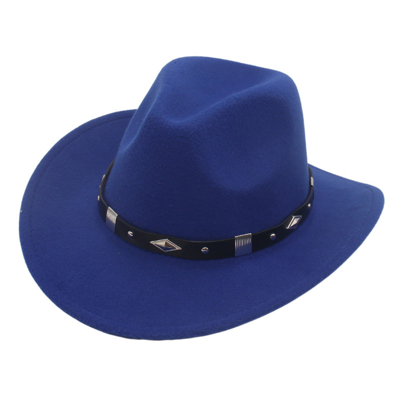 Men's Vintage Western Cowboy Hat Knight Woolen British Felt Hat