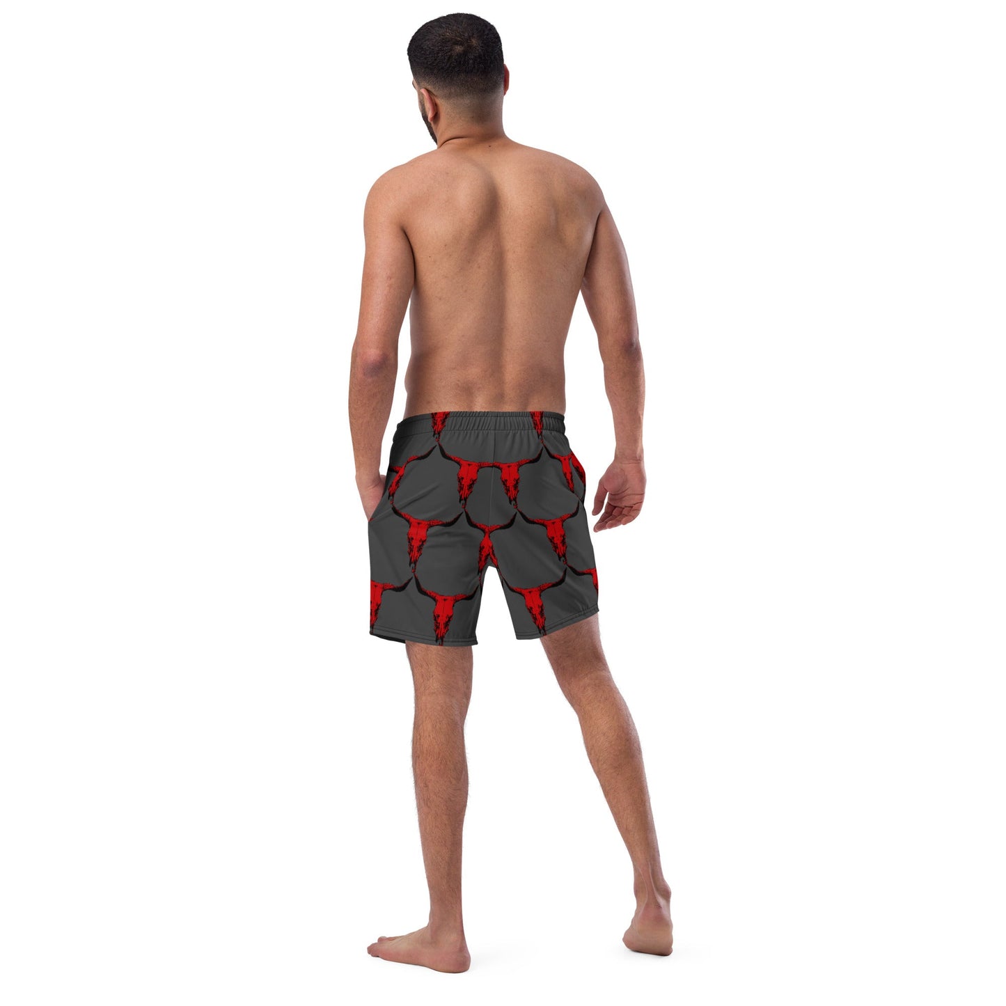 Yeehaw Red Bull Skull Men's Swim Trunks