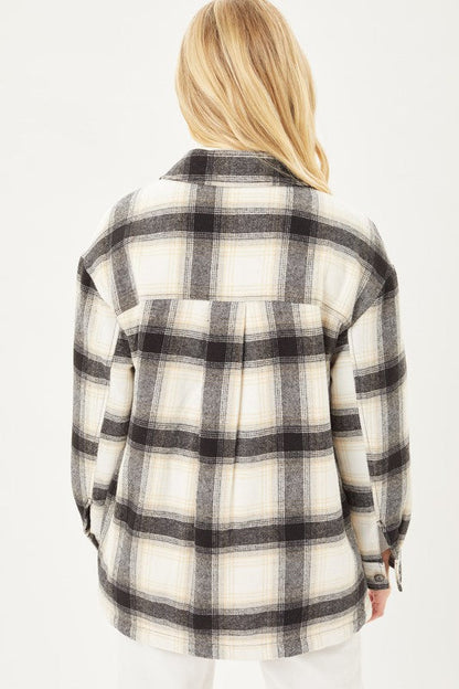 Plaid Button Up Jacket with Sherpa Lining choice of colors