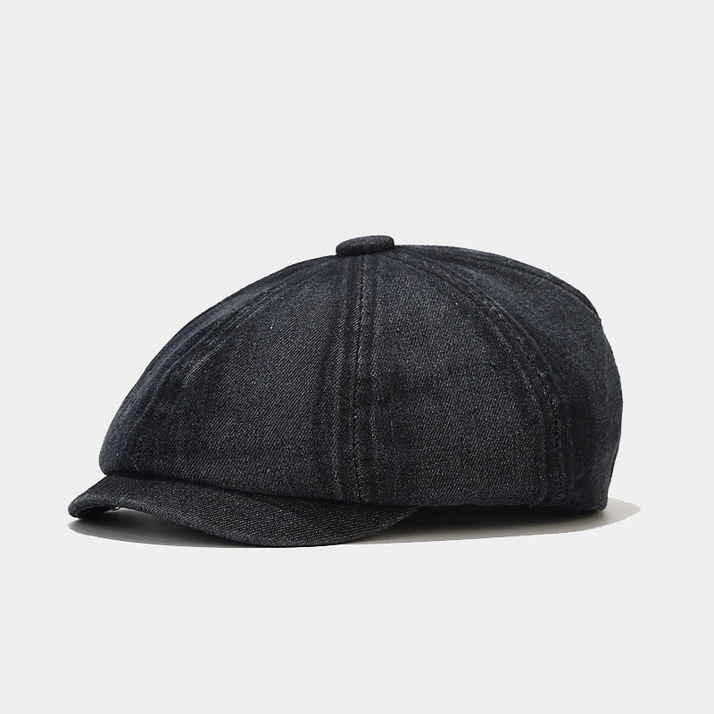 Denim light board octagonal cap for men