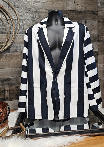 BeetleJuice Prison Stripe Blazer Women's