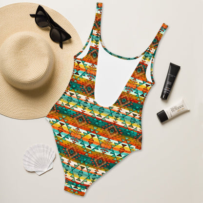 Yeehaw Mustard Aztec One-Piece Swimsuit