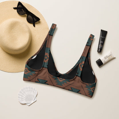 Yeehaw Teal Aztec Bikini Top