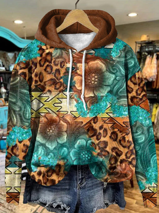 Vintage Leopard Print Art Print Casual Hoodie Sweatshirt