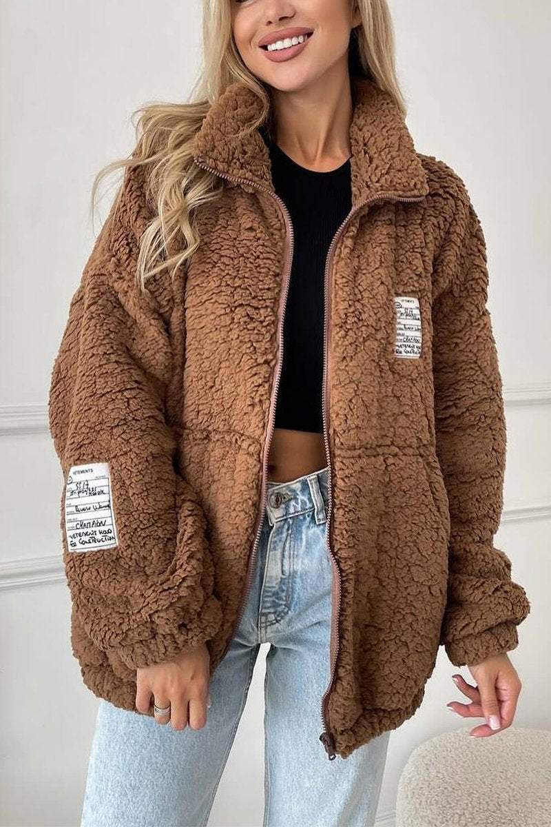 Women's Casual Lapel Lamb Wool Coat