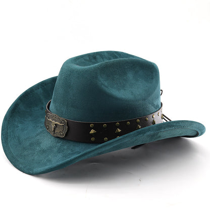 Men's Vintage Western Cowboy Hat Knight Woolen British Felt Hat