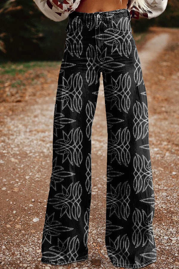 Boot Seam Printed Wide Leg Pants