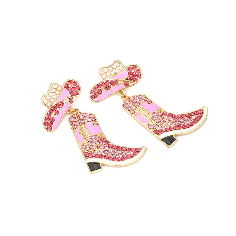 Rhinestone Cowboy Boot Earrings